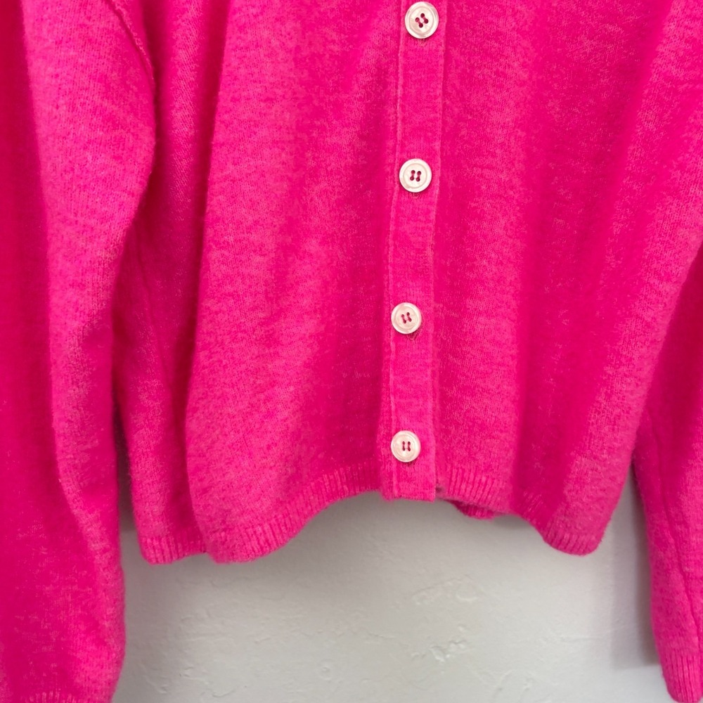Anthropologie Pilcro Wool Blend Cardigan Sweater Women Size Medium Hot Pink - Picture 7 of 13